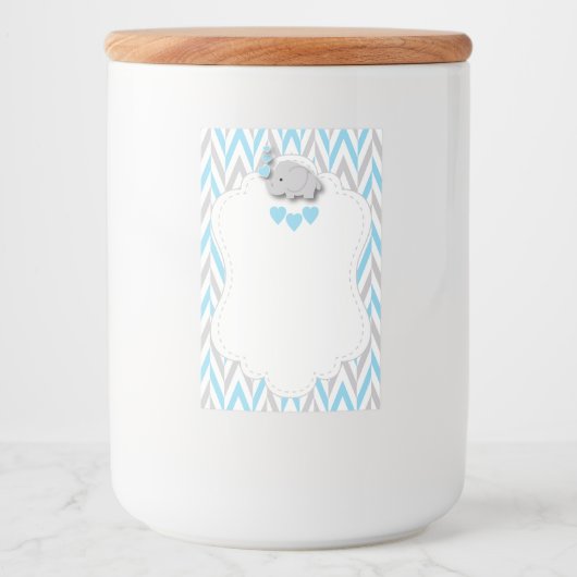 Blue Elephant Baby Shower - Blank Lebensmitteletikett (Vorderseite)