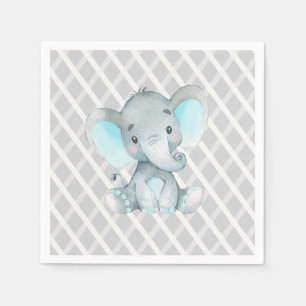 Blue Elephant Baby Shower Boy Napkin Serviette