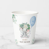 Blue Elephant Baby Shower Boy Paper Pappbecher (Rückseite)