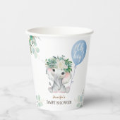 Blue Elephant Baby Shower Boy Paper Pappbecher (Vorderseite)
