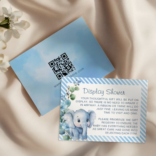 Blue Elephant Baby Shower Display Card - Watercolo Begleitkarte