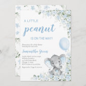 Blue Elephant Baby Shower Einladung (Vorne/Hinten)