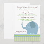 Blue Elephant Baby Shower Einladung (Vorne/Hinten)