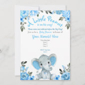 Blue Elephant Baby Shower Einladung, Blumenjungen Einladung (Vorderseite)