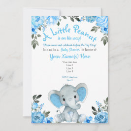 Blue Elephant Baby Shower Einladung, Blumenjungen Einladung