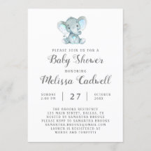 Blue Elephant Baby Shower Einladung, Junge