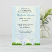 Blue Elephant Baby Shower Einladungen (Stehend Vorderseite)