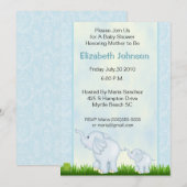 Blue Elephant Baby Shower Einladungen (Vorne/Hinten)