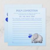 Blue Elephant Baby Shower Gedicht Wettbewerb Spiel Einladung (Vorne/Hinten)