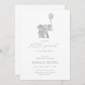 Blue Elephant Baby Shower Invitation Einladung (Vorne/Hinten)