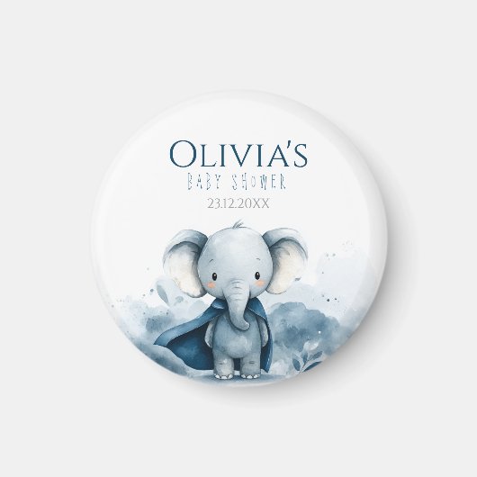 Blue Elephant Baby Shower Magnet (Vorne)