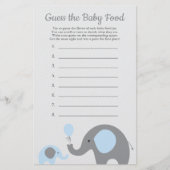 Blue Elephant Baby Shower Raten Sie das Baby Food Flyer (Vorne)