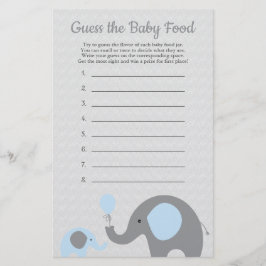 Blue Elephant Baby Shower Raten Sie das Baby Food  Flyer