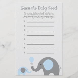 Blue Elephant Baby Shower Raten Sie das Baby Food  Flyer