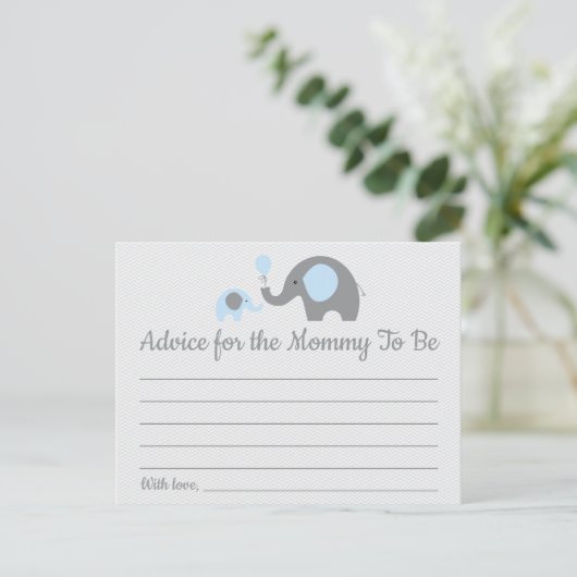 Blue Elephant Baby Shower Ratschläge für Mama Card Postkarte (Stehend Vorderseite)