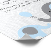 Blue Elephant Baby Shower Say Baby Game Sign Poster (Ecke)