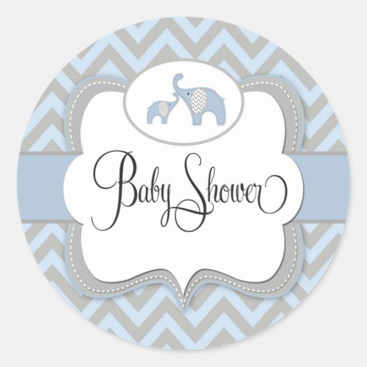 Blue Elephant Baby Shower Sticker (Vorderseite)