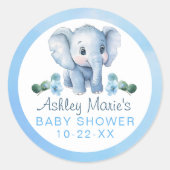 Blue Elephant Baby Shower Stickers - Watercolor Sa (Vorderseite)