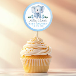 Blue Elephant Baby Shower Stickers - Watercolor Sa