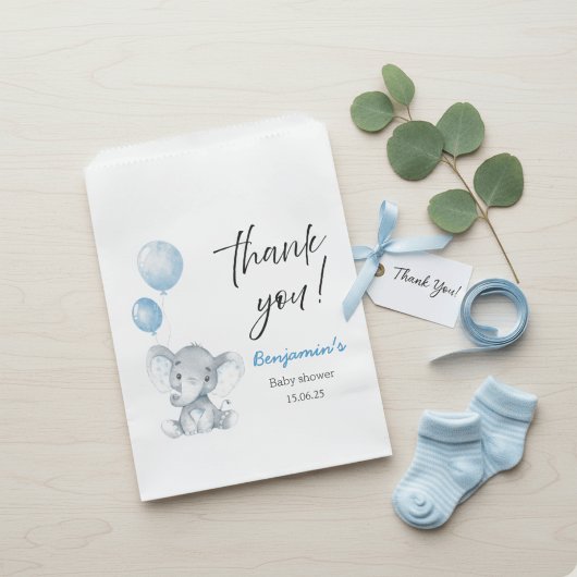 Blue Elephant Baby Shower Thank You Bags Geschenktütchen