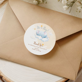 Blue Elephant Baby Shower Thank You It's a Boy Runder Aufkleber