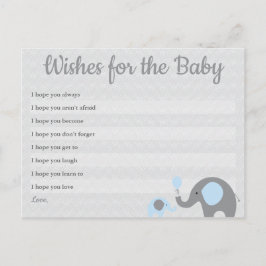 Blue Elephant Baby Shower Wishes for Baby Cards Postkarte