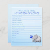 Blue Elephant Baby Shower Worte des Advice Game (Vorne/Hinten)