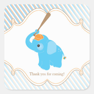 Blue Elephant Baby Showsticker Quadratischer Aufkleber