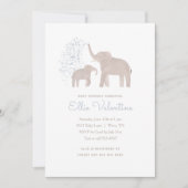 Blue Elephant Baby Sprinkle Einladung (Vorderseite)