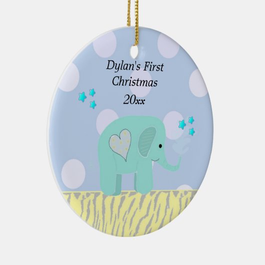 Blue Elephant Baby's First Christmas Keramik Ornament (Rechts)
