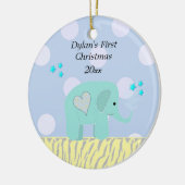 Blue Elephant Baby's First Christmas Keramik Ornament (Links)