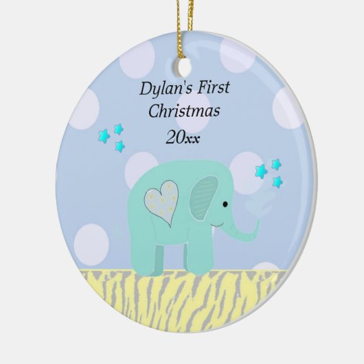 Blue Elephant Baby's First Christmas Keramik Ornament (Links)