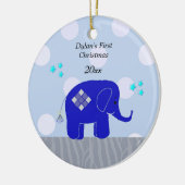 Blue Elephant Baby's First Christmas Keramikornament (Links)