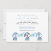 Blue Elephant Baby's First Library Baby Shower Einladung (Vorderseite)