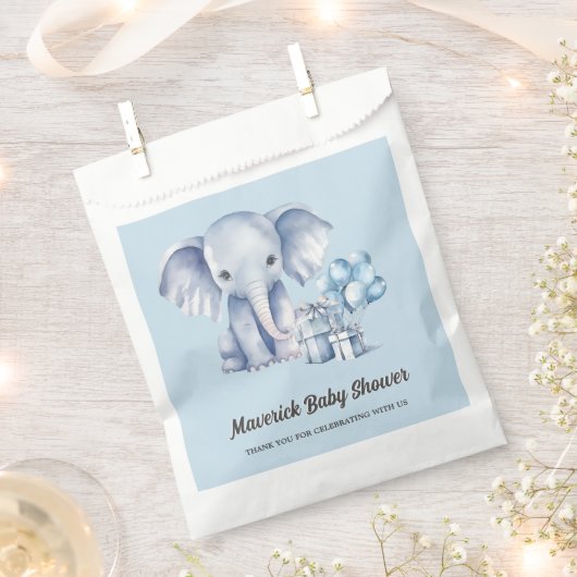 Blue Elephant & Balloon Baby Dusche Geschenktütchen (Ausgeschnitten)