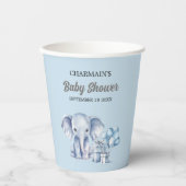 Blue Elephant & Balloon Baby Dusche Pappbecher (Vorderseite)