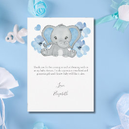 Blue Elephant Balloon Blume Baby Boy Baby Dusche Dankeskarte
