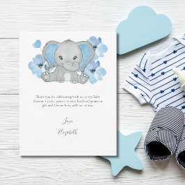 Blue Elephant Balloon Blume Baby Boy Baby Dusche Dankeskarte