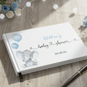Blue Elephant Balloons Foil Baby Shower Guest Book Gästebuch