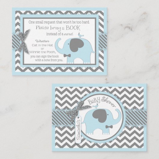 Blue Elephant Bird bringt eine Buchkarte mit Begleitkarte (Vorne/Hinten)