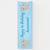 Blue Elephant Birthday Party Banner (Vertikal)
