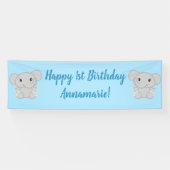 Blue Elephant Birthday Party Banner (Horizontal)
