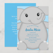Blue Elephant Birthday Party Einladung (Vorne/Hinten)