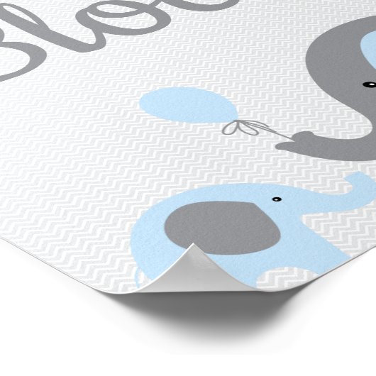 Blue Elephant Bitte unterzeichnen Sie eine Blocksi Poster (Ecke)