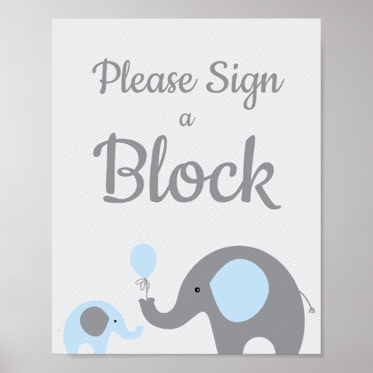 Blue Elephant Bitte unterzeichnen Sie eine Blocksi Poster (Vorne)