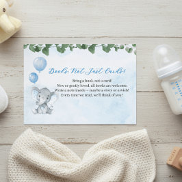 Blue Elephant Books for Baby Shower Card Begleitkarte