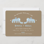 Blue Elephant Bow Krawatte Baby Boy Birth Ankündig Ankündigung (Vorderseite)