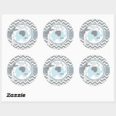 Blue Elephant Bow-Krawatte Zickzack Print Baby Dus Runder Aufkleber (Blatt)
