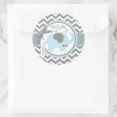 Blue Elephant Bow-Krawatte Zickzack Print Baby Dus Runder Aufkleber (Tasche)