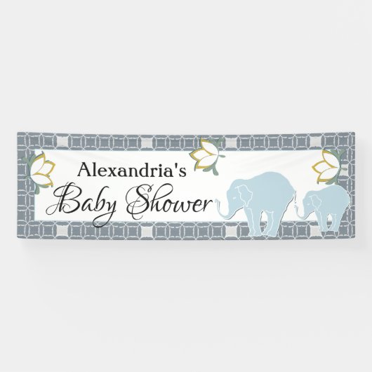 Blue Elephant Boy Baby Dusche Banner (Horizontal)